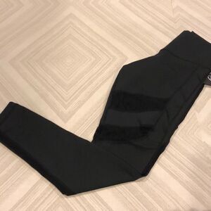 DYI Black Full Length Leggings with Lace Accents Size L